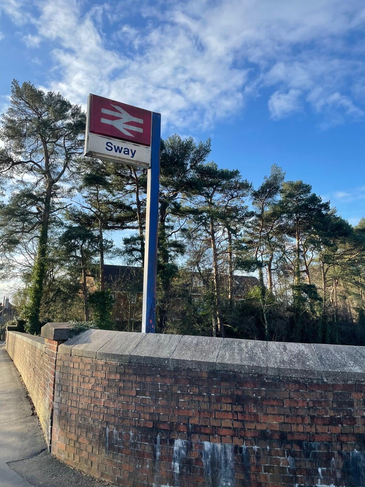 Photo of Sway station sign Photo of Sway station sign